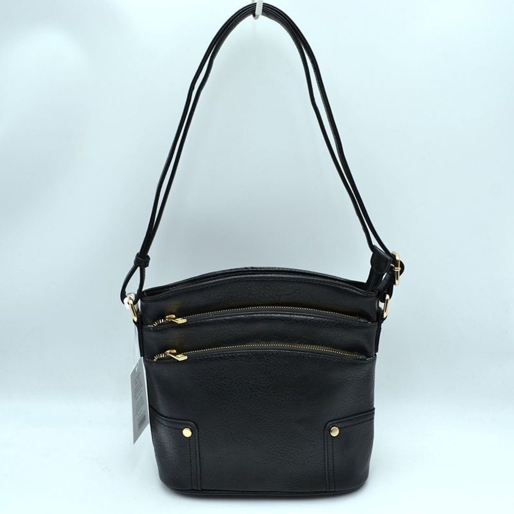 Alyssa Nicole Triple Zip Pocket Large Crossbody Bag